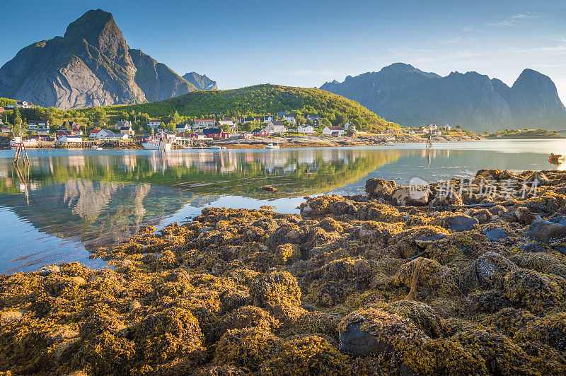 挪威/挪威罗浮敦群岛全景，日落美景